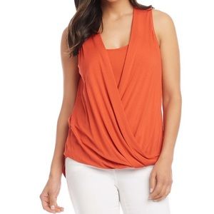 NWT Karen Kane Casablanca Drape Sleeveless, Hides Belly, Faux Wrap